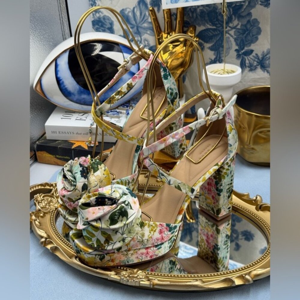 🆕 TED BAKER 🧿 NWOT MADDY Satin Flowers Heeled Sandals, Sz 36 US 6 - Picture 8 of 16